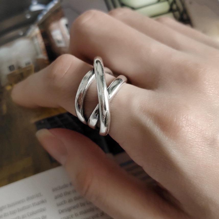 Woven Cross Line  Ring